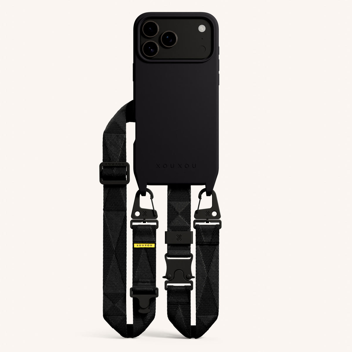 Phone Necklace with Lanyard for iPhone 17 Pro with MagSafe in Black Total View | XOUXOU #phone model_iphone 17 pro