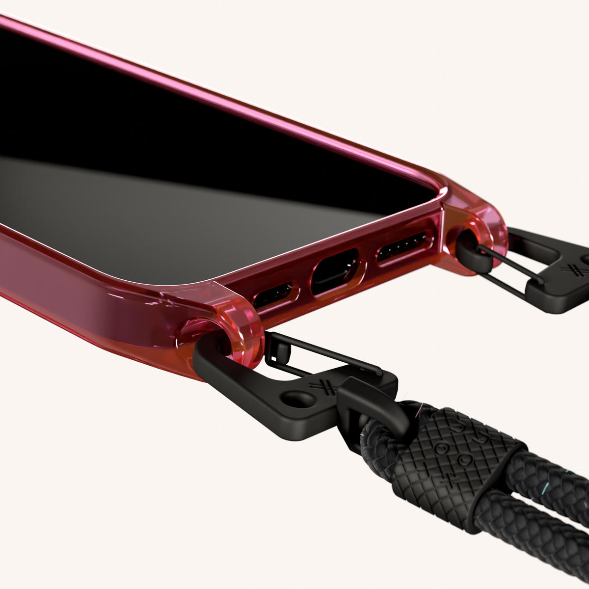 Phone Necklace with Carabiner Rope for iPhone 16 Pro without MagSafe in Cyber Total View | XOUXOU #phone model_iphone 16 pro