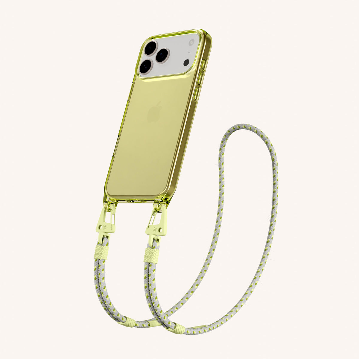 Phone Necklace with Carabiner Rope for iPhone 17 Pro without MagSafe in Sunny Total View | XOUXOU #phone model_iphone 17 pro